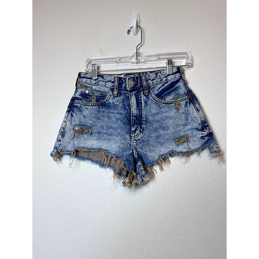 Anthropologie Pilcro Denim Fringe Distressed Cheeky Shorts